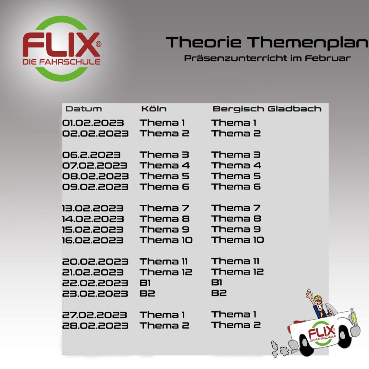Flix die Fahrschule Theorieplan, Flix Fahrschule Theorie